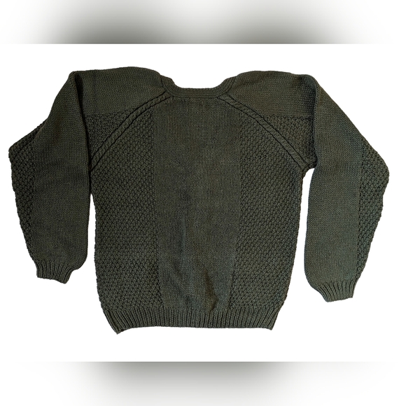 Vintage Massimo Osti CP Company Olive Green Chunky Cable Knit Men's Cardigan Med - Picture 2 of 6